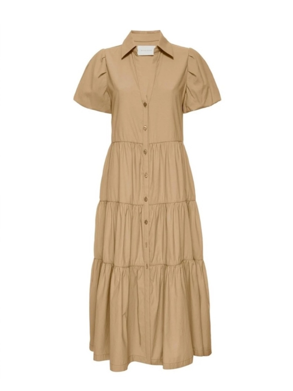 Brochu Walker Havana Dress Tiered Shirt Dress Khaki Tan short sleeve maxi s